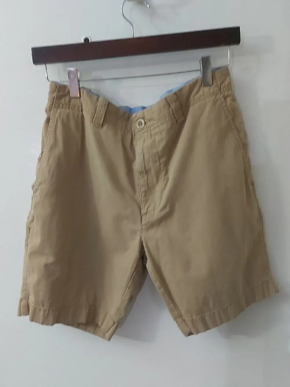 Roundtree & Yorke Casuals Flat Front Bermuda Khaki Shorts 30 Vacation Academia